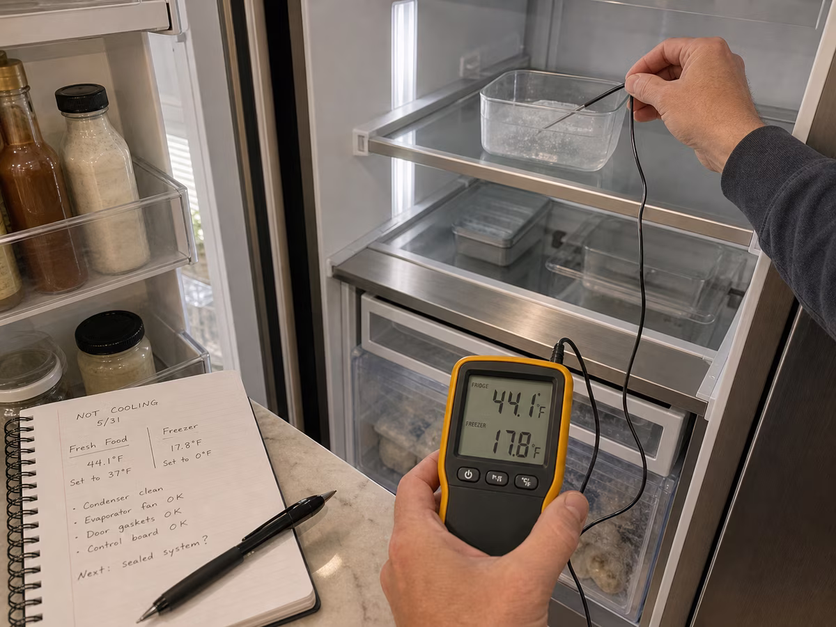 Fresh-food and freezer temperature readings logged for a Mill Valley Sub-Zero not-cooling diagnostic